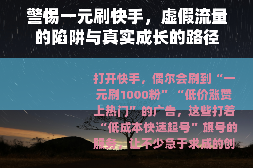 警惕一元刷快手，虚假流量的陷阱与真实成长的路径