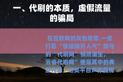一、代刷的本质，虚假流量的骗局