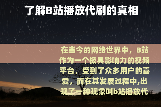 了解B站播放代刷的真相