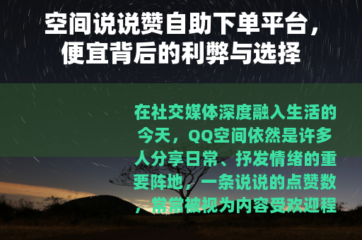 空间说说赞自助下单平台，便宜背后的利弊与选择