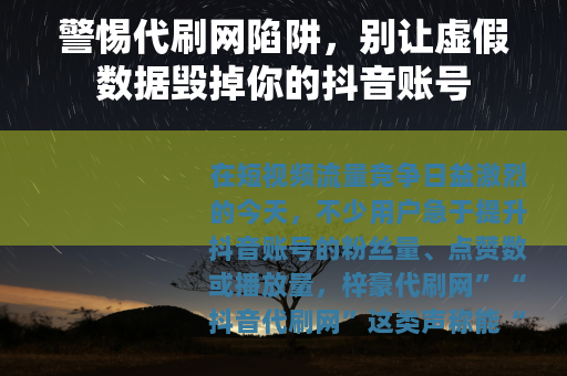 警惕代刷网陷阱，别让虚假数据毁掉你的抖音账号