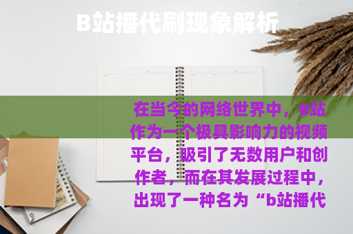 B站播代刷现象解析