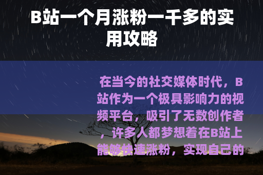 B站一个月涨粉一千多的实用攻略