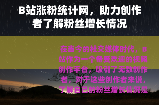B站涨粉统计网，助力创作者了解粉丝增长情况
