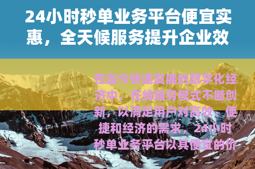 24小时秒单业务平台便宜实惠，全天候服务提升企业效率与用户体验