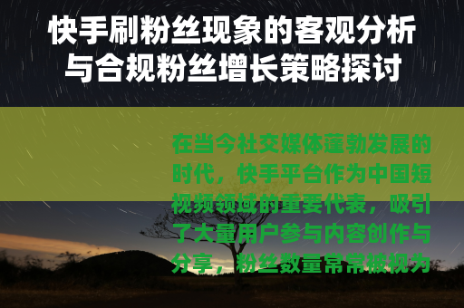 快手刷粉丝现象的客观分析与合规粉丝增长策略探讨