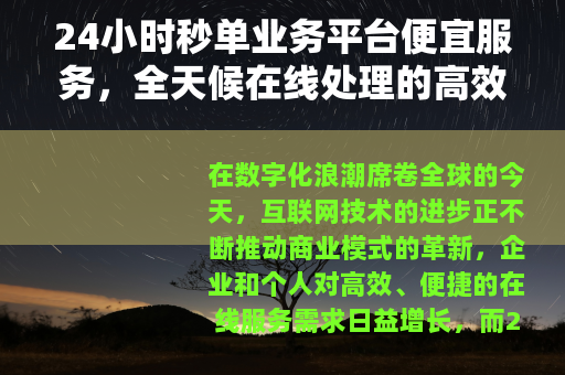 24小时秒单业务平台便宜服务，全天候在线处理的高效解决方案