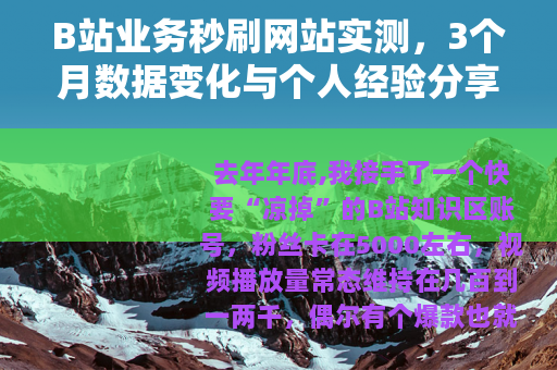 B站业务秒刷网站实测，3个月数据变化与个人经验分享