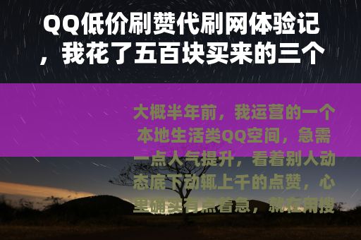 QQ低价刷赞代刷网体验记，我花了五百块买来的三个教训