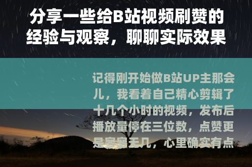 分享一些给B站视频刷赞的经验与观察，聊聊实际效果