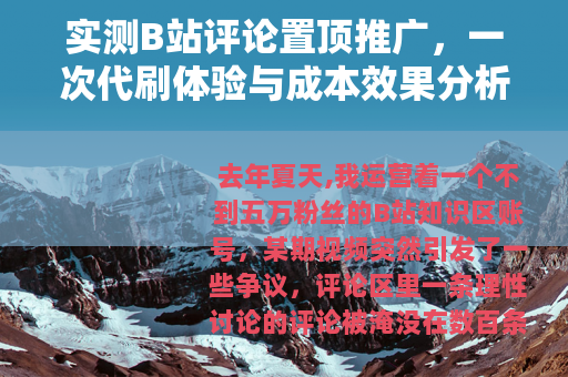 实测B站评论置顶推广，一次代刷体验与成本效果分析