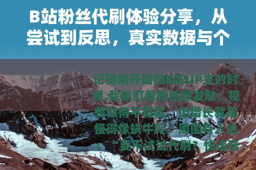 B站粉丝代刷体验分享，从尝试到反思，真实数据与个人案例全记录