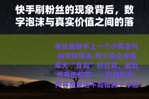 快手刷粉丝的现象背后，数字泡沫与真实价值之间的落差