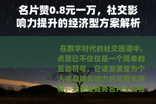 名片赞0.8元一万，社交影响力提升的经济型方案解析