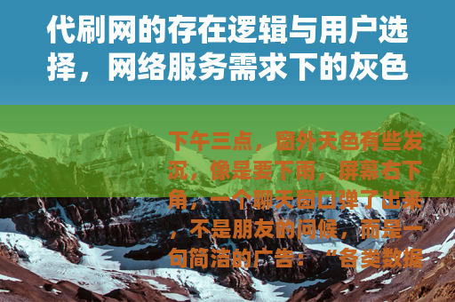 代刷网的存在逻辑与用户选择，网络服务需求下的灰色地带观察