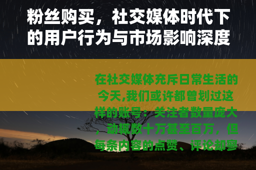 粉丝购买，社交媒体时代下的用户行为与市场影响深度观察