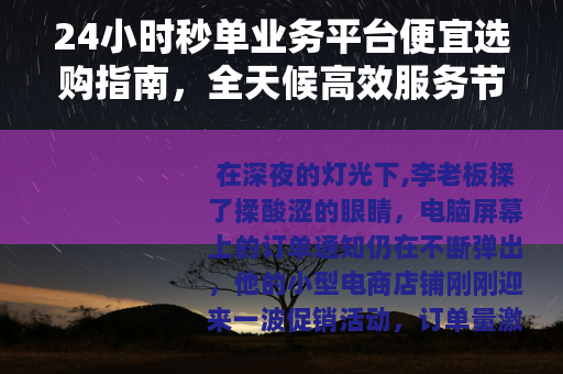 24小时秒单业务平台便宜选购指南，全天候高效服务节省成本秘籍