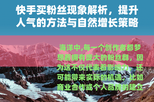 快手买粉丝现象解析，提升人气的方法与自然增长策略探讨