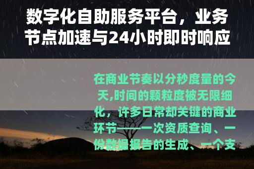 数字化自助服务平台，业务节点加速与24小时即时响应实践