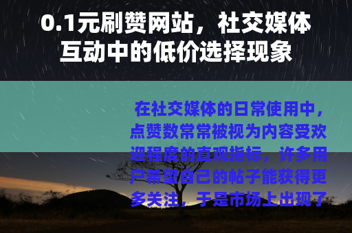 0.1元刷赞网站，社交媒体互动中的低价选择现象