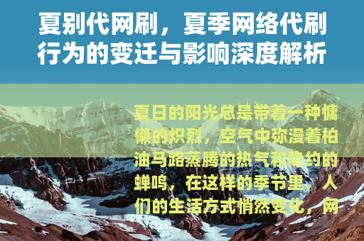 夏别代网刷，夏季网络代刷行为的变迁与影响深度解析