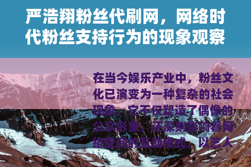 严浩翔粉丝代刷网，网络时代粉丝支持行为的现象观察与社群文化分析