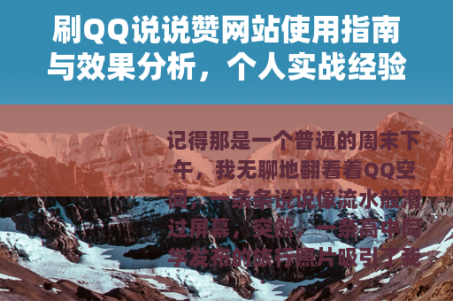 刷QQ说说赞网站使用指南与效果分析，个人实战经验详述