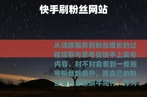 快手刷粉丝网站