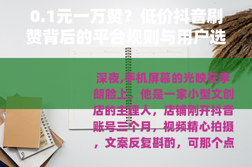 0.1元一万赞？低价抖音刷赞背后的平台规则与用户选择