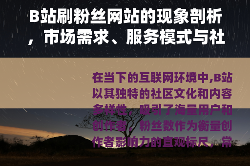 B站刷粉丝网站的现象剖析，市场需求、服务模式与社区反响
