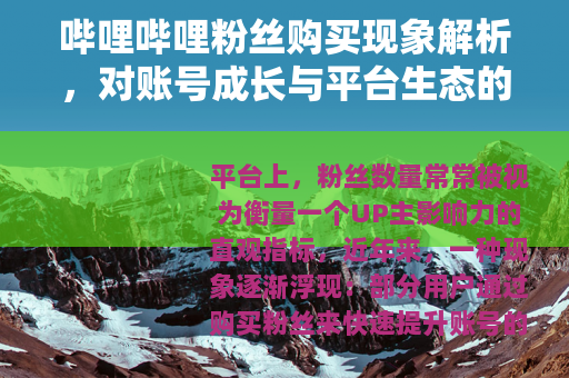 哔哩哔哩粉丝购买现象解析，对账号成长与平台生态的思考