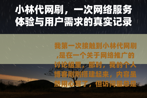 小林代网刷，一次网络服务体验与用户需求的真实记录