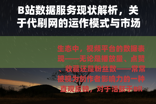 B站数据服务现状解析，关于代刷网的运作模式与市场生态观察