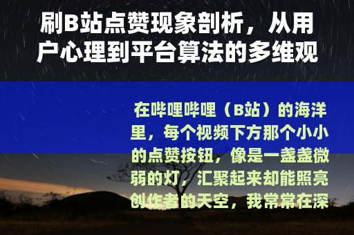 刷B站点赞现象剖析，从用户心理到平台算法的多维观察