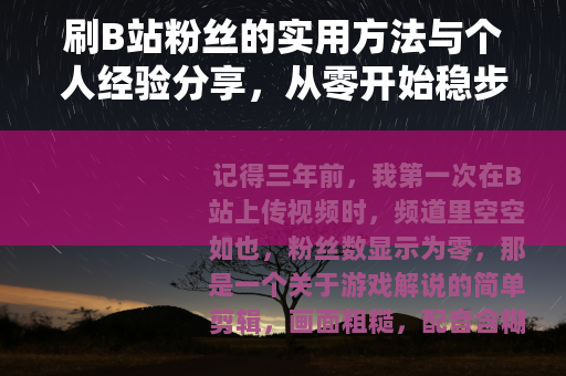 刷B站粉丝的实用方法与个人经验分享，从零开始稳步提升关注量