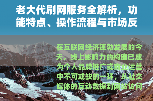 老大代刷网服务全解析，功能特点、操作流程与市场反响深度探讨
