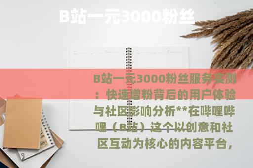 B站一元3000粉丝