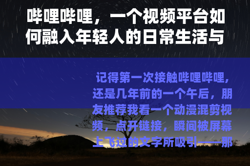 哔哩哔哩，一个视频平台如何融入年轻人的日常生活与文化表达？