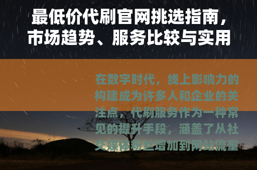 最低价代刷官网挑选指南，市场趋势、服务比较与实用建议