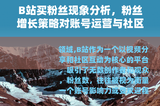 B站买粉丝现象分析，粉丝增长策略对账号运营与社区生态的影响探讨