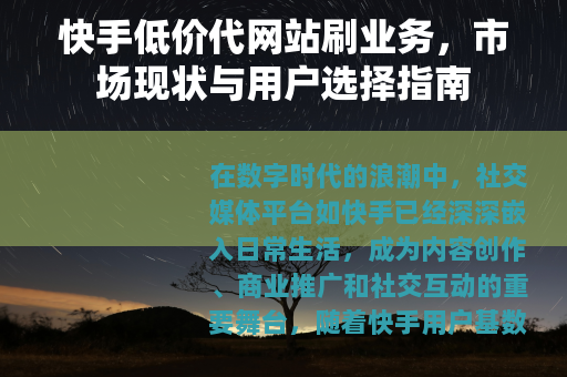 快手低价代网站刷业务，市场现状与用户选择指南