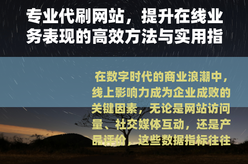 专业代刷网站，提升在线业务表现的高效方法与实用指南