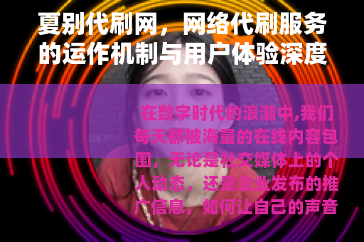 夏别代刷网，网络代刷服务的运作机制与用户体验深度分析