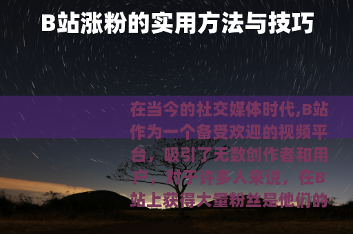 B站涨粉的实用方法与技巧