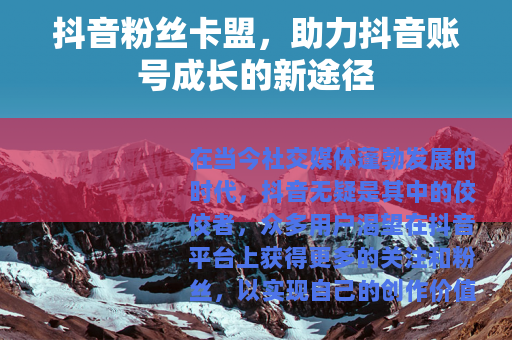 抖音粉丝卡盟，助力抖音账号成长的新途径