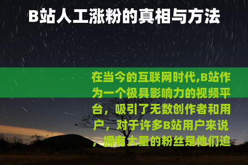 B站人工涨粉的真相与方法