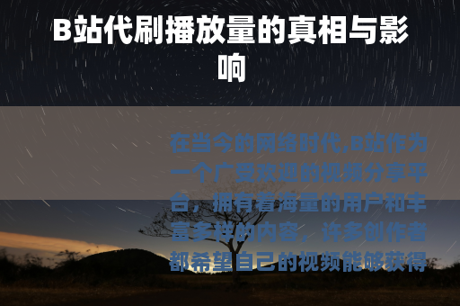 B站代刷播放量的真相与影响