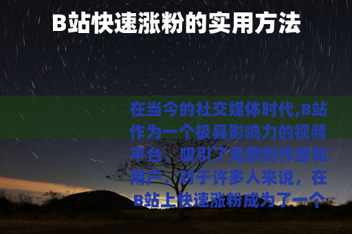 B站快速涨粉的实用方法