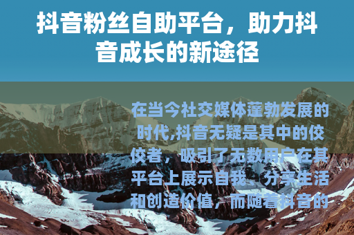 抖音粉丝自助平台，助力抖音成长的新途径