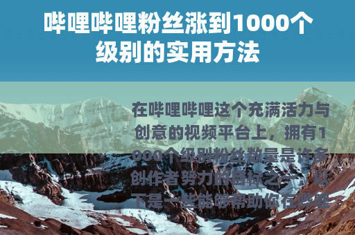 哔哩哔哩粉丝涨到1000个级别的实用方法